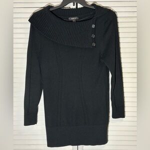 Style & Co Cozy Long Black Cowl Neck Sweater With Button Detail Size XL